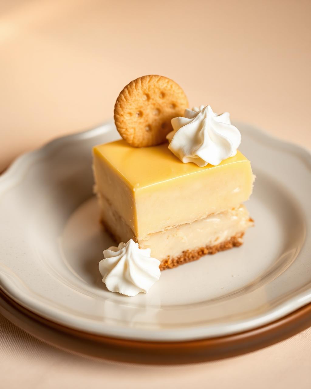 Banana pudding cake slice